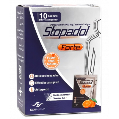 STOPADOL FORTE 1000 MG ( PARACETAMOL ) ORAL EFFERVESCENT POWDER 10 SACHETS